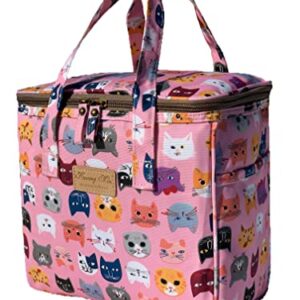 Kwang Min Pink Cat Faces Insulated Lunch Bag for Women Reusable Lunch Box for Adult,Large Bento Cooler for Office Picnic Beach Party,Premium Fabric,WaterProof,Pink Gift Pink Cat)