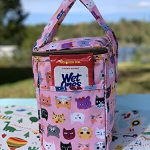 Kwang Min Pink Cat Faces Insulated Lunch Bag for Women Reusable Lunch Box for Adult,Large Bento Cooler for Office Picnic Beach Party,Premium Fabric,WaterProof,Pink Gift Pink Cat)