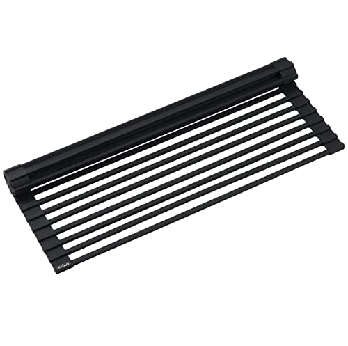 Kraus KRM-10NB Kore Multipurpose Over-Sink Roll-Up Dish Drying Rack, 21 Inch-Regular, (Night Black) 20.5inch L x 12.75inch W