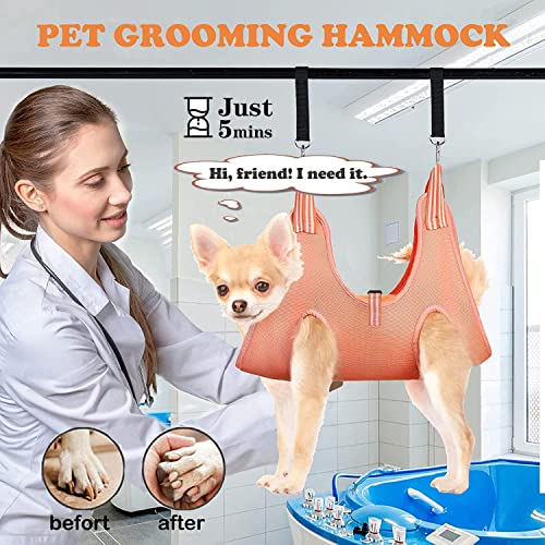 Fotiluck Pet Dog Grooming Hammock for Dogs & Cats, Dog Hammock for Grooming Dog Grooming Harness Bag with Nail Clippers Dog Sling Dog Hanging Harness for Nail Trimming (Cat & Small Dog)