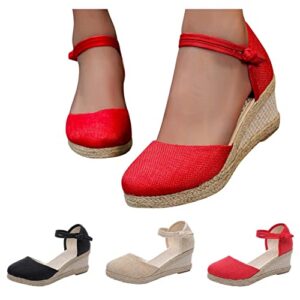 Gibobby Espadrille Wedge,Womens Wedges Sandals Espadrilles Platform Closed Toe Ankle Strap Slingback Summer Casual Sandals