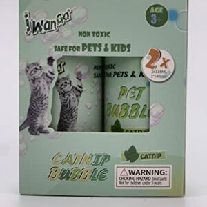 iwanga Catnip Bubbles Catnip Toys for Cats 4oz*2- Unbelievable Catnip Flavor Bubble for Cats -Non-Toxic Formula,Let The cat Chase Avoids Boredom & Keeps Pets Active.