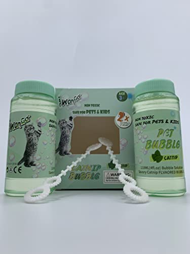 iwanga Catnip Bubbles Catnip Toys for Cats 4oz*2- Unbelievable Catnip Flavor Bubble for Cats -Non-Toxic Formula,Let The cat Chase Avoids Boredom & Keeps Pets Active.