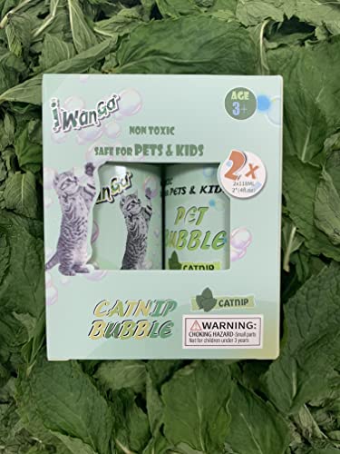 iwanga Catnip Bubbles Catnip Toys for Cats 4oz*2- Unbelievable Catnip Flavor Bubble for Cats -Non-Toxic Formula,Let The cat Chase Avoids Boredom & Keeps Pets Active.