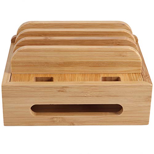 Okuyonic Remote Control Storage Box, Bamboo Storage Box Charging Storage Rack Easy Cleaning Premium Bamboo Material for Home for Storage for Woman