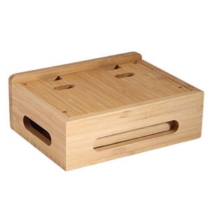 Okuyonic Remote Control Storage Box, Bamboo Storage Box Charging Storage Rack Easy Cleaning Premium Bamboo Material for Home for Storage for Woman