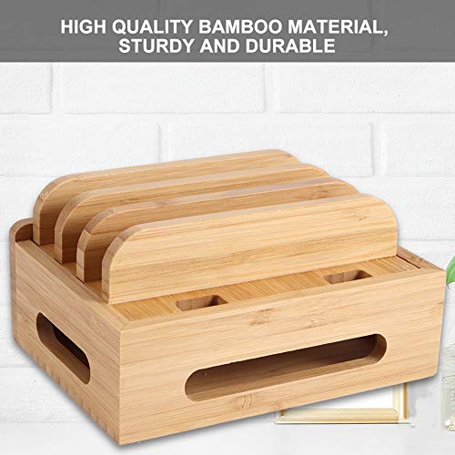 Okuyonic Remote Control Storage Box, Bamboo Storage Box Charging Storage Rack Easy Cleaning Premium Bamboo Material for Home for Storage for Woman