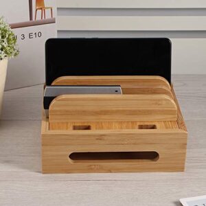 Okuyonic Remote Control Storage Box, Bamboo Storage Box Charging Storage Rack Easy Cleaning Premium Bamboo Material for Home for Storage for Woman