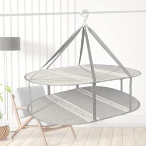 2-Tier Sweater Drying Rack Mesh Foldable Hanging Dryer Laundry Mesh Drying Rack, Foldable Clothing Dryer Racks Collapsible (2 Tier)