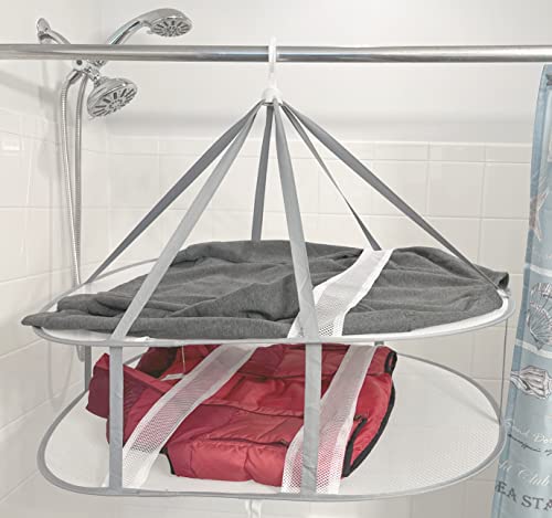 2-Tier Sweater Drying Rack Mesh Foldable Hanging Dryer Laundry Mesh Drying Rack, Foldable Clothing Dryer Racks Collapsible (2 Tier)