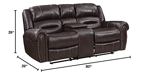 Lexicon Wilder Double Glider Reclining Loveseat, Brown