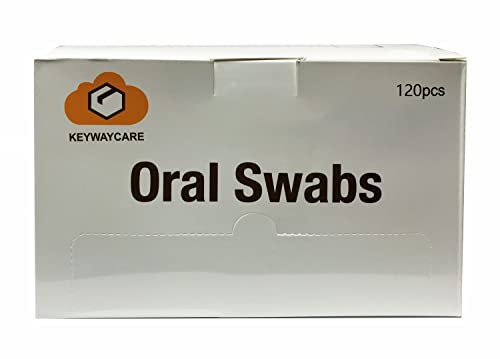 KEYWAYCARE Oral Swabs Disposable 120 Pcs Sponge Mouth Swabsticks Violet Purple Orange