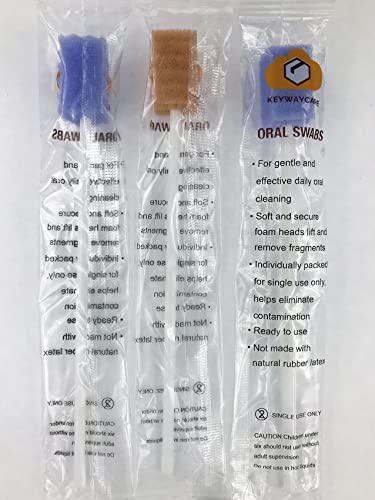 KEYWAYCARE Oral Swabs Disposable 120 Pcs Sponge Mouth Swabsticks Violet Purple Orange