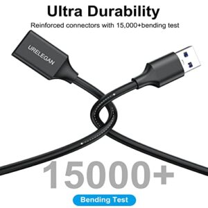 URELEGAN USB 3.0 Extension Cable 3FT, USB A Male to Female Extender Cord High Data Transfer Compatible for Webcam, Gamepad, USB Keyboard, Flash Drive, Hard Drive, Printer and More