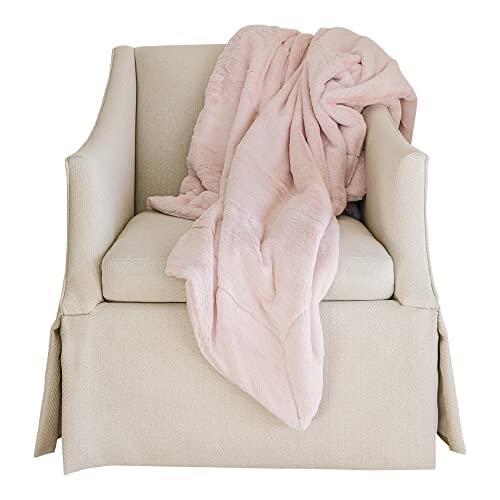 Minky Designs Luxurious Minky Blankets | Super Soft, Fuzzy, and Fluffy Faux Fur | Preppy Couch Covers & Throw Blankets | Ideal for Adults, Kids, Teens (Posh | Blossom Pink)