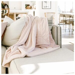 Minky Designs Luxurious Minky Blankets | Super Soft, Fuzzy, and Fluffy Faux Fur | Preppy Couch Covers & Throw Blankets | Ideal for Adults, Kids, Teens (Posh | Blossom Pink)