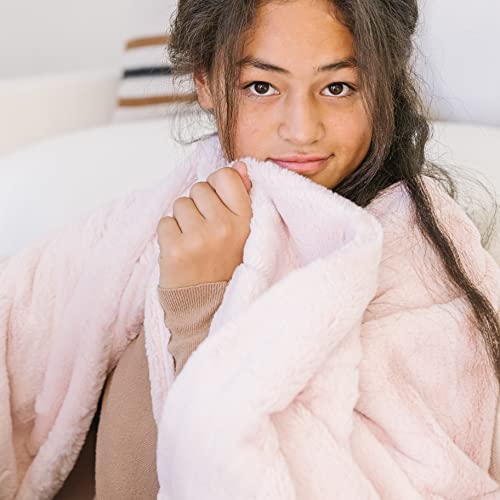 Minky Designs Luxurious Minky Blankets | Super Soft, Fuzzy, and Fluffy Faux Fur | Preppy Couch Covers & Throw Blankets | Ideal for Adults, Kids, Teens (Posh | Blossom Pink)