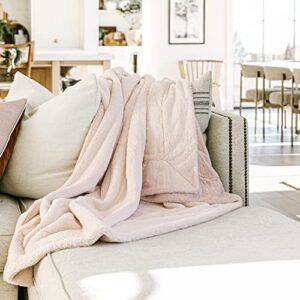 Minky Designs Luxurious Minky Blankets | Super Soft, Fuzzy, and Fluffy Faux Fur | Preppy Couch Covers & Throw Blankets | Ideal for Adults, Kids, Teens (Posh | Blossom Pink)