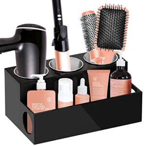 noceby acrylic hair dryer organizer, black hair dryer hair styling tools and accessories holder, bathroom storage makeup vanity bathroom organizer countertop