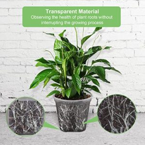 GREENPARA Transparent Plastic Planter 4/5 /6 inch Plant Nursery Pots with Drainage Hole Indoor Modern Decorative Containers for Plants, Herb, Flowers, and Cactus with 10pcs Plant Labels, 12pcs