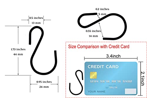 Yikla S Hooks for Hanging Plants, Clothes, Black S Shaped Hooks Made of Metal Iron, Heavy Duty S-Hooks, 30 Pack