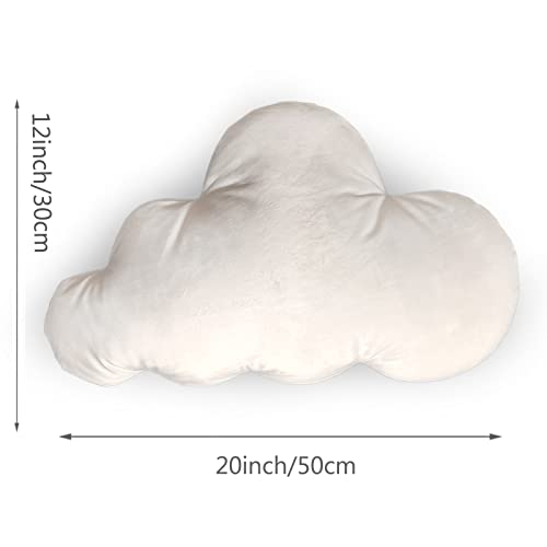 YRXRUS Cloud Pillow, White Cloud Throw Pillows for Room, 3D Cloud Shaped Lumbar Pillow, Ultra Soft Velvet 20 X 12 Inches Cushion, Insert Includ for Living Bedroom Car Decorative