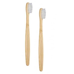 sevenhead 2 pcs bamboo toothbrushes soft bristles wooden toothbrushes for adult, natural biodegradable bpa free eco friendly toothbrushes white