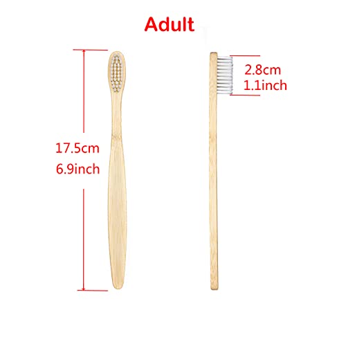 SEVENHEAD 2 PCS Bamboo Toothbrushes Soft Bristles Wooden Toothbrushes for Adult, Natural Biodegradable BPA Free Eco Friendly Toothbrushes White