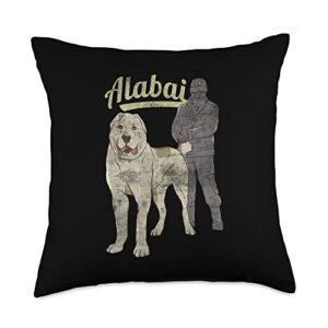 alabai retro vintage alabai dog lovers retro style men women and kids apparel throw pillow, 18x18, multicolor