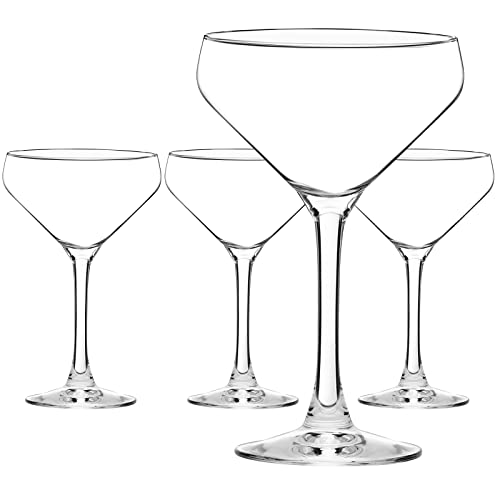 Chouggo Coupe Cocktail Glasses Set of 4, Hand Blown Premium Crystal Martini Glasses for Bar, Martini, Cosmopolitan, Manhattan, Gimlet, Pisco Sour - 12Oz, Clear