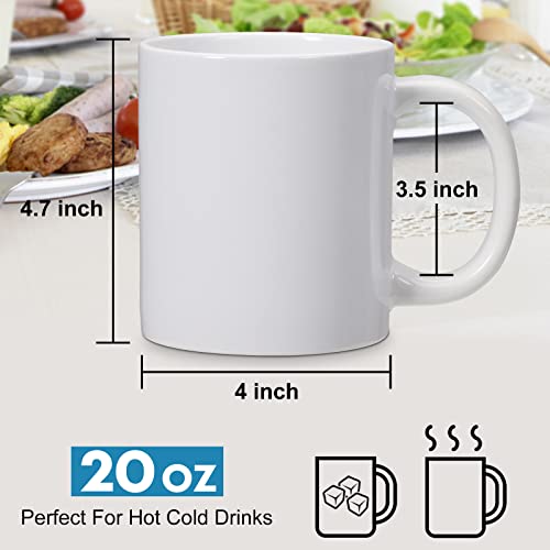 CAILIDE 20oz sublimation Blank large Mugs and Big handle set of 2 Professional Grade Mugs White Coated Ceramic Cup for Coffee Tea or DIY Gifts (20oz)