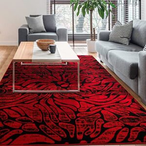 antep rugs floral 5x7 abstract indoor area rug siesta (red black, 5'3" x 7')
