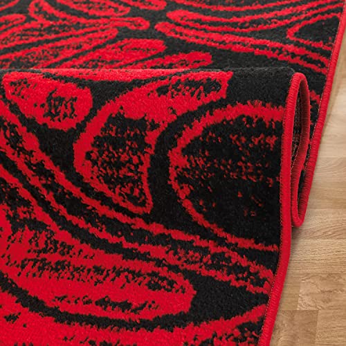 Antep Rugs Floral 5x7 Abstract Indoor Area Rug Siesta (Red Black, 5'3" x 7')