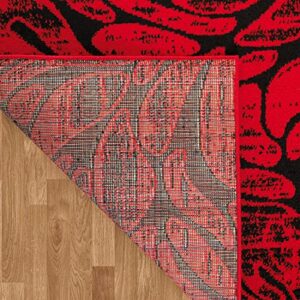 Antep Rugs Floral 5x7 Abstract Indoor Area Rug Siesta (Red Black, 5'3" x 7')