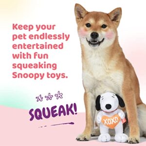 Peanuts for Pets Dog Toys Snoopy “XOXO” Plush Squeaker| 6” Snoopy Love Plush Squeakers Collection Pet Toys | Cute Peanuts Toy for Dogs Snoopy Stuffed Animal 6 inch, (FF19318)