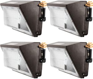 (4 pack) led wall pack light, 100w 11000lm 5000k daylight with dusk-to-dawn sensor wall lights, 600-800w hps/hid equivalent commercial and industrial outdoor led lights for warehouses, parking lots
