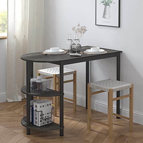 Elephance Small Dining Table/Kitchen Table with Storage, Multifunctioal Workstation Desk for Dining Room, Living Room, Bistro.(Black Oak)