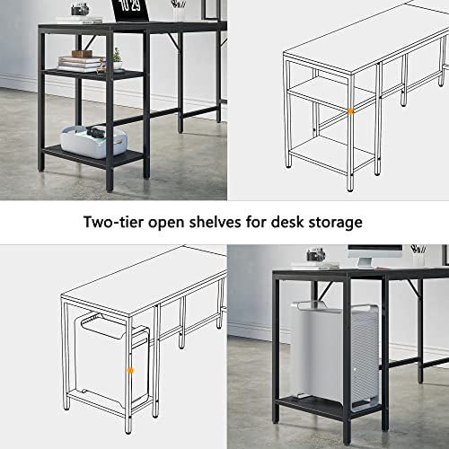 CubiCubi L Shaped Desk with Hutch, 58" Corner Computer Desk with Drawer,Home Office Gaming Table Workstation with Storage Bookshelf