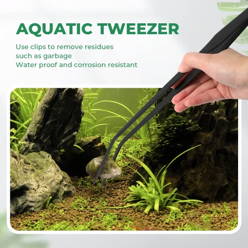 Simple Deluxe Reptile Feeding Tongs 15’’ Curved Aquarium Long Tweezers, Anti-Rust Thickened Stainless-Steel Forceps, for Terrarium, Fish Tank, Snakes/Lizards/Gecko, Planting