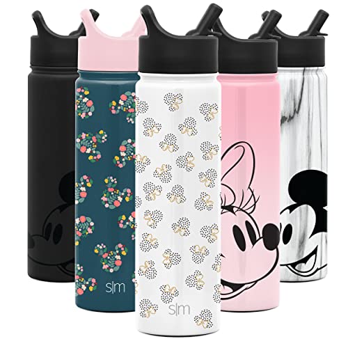 Simple Modern Disney Water Bottle with Straw Lid Vacuum Insulated Stainless Steel Metal Thermos | Gifts for Women Men Reusable Leak Proof Flask | Summit Collection | 22oz Minnie Mouse Dots