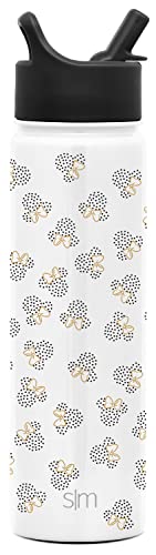 Simple Modern Disney Water Bottle with Straw Lid Vacuum Insulated Stainless Steel Metal Thermos | Gifts for Women Men Reusable Leak Proof Flask | Summit Collection | 22oz Minnie Mouse Dots