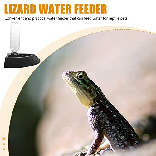 Balacoo Reptile Water Feeder Automatic Water Dispenser Waterer Feeding Accessories for Turtle Bearded Dragons Lizards Geckos Pet Lizard Drinking Tray Black