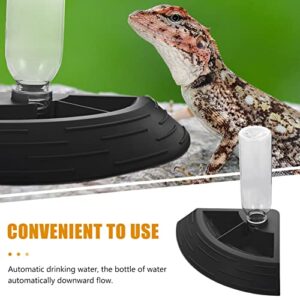 Balacoo Reptile Water Feeder Automatic Water Dispenser Waterer Feeding Accessories for Turtle Bearded Dragons Lizards Geckos Pet Lizard Drinking Tray Black