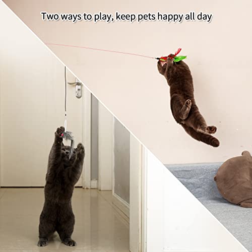 CZPET Cat Toys Kitten Jump Exercise Interactive Replaceable Elastic Automatic Toy Funny Cat Teaser Various Developmental Puzzle Toys Feather Mouse