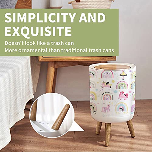 Small Trash Can with Lid Rainbow with horse kid's cliparts vector set stock illustration Garbage Bin Round Waste Bin Press Cover Dog Proof Wastebasket for Kitchen Bathroom Living Room 1.8 Gallon