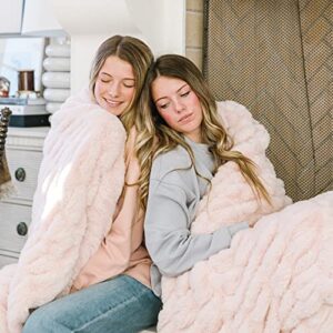 Minky Designs Luxurious Minky Blankets | Super Soft, Fuzzy, and Fluffy Faux Fur | Preppy Couch Covers & Throw Blankets | Ideal for Adults, Kids, Teens (Chic | Blossom Pink)