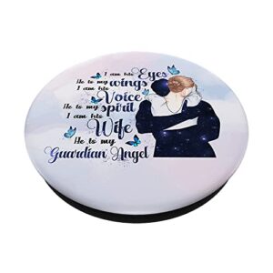 He Is My Wing My Guardian Angel Husband Memorial Remembrance PopSockets Swappable PopGrip