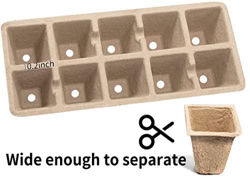 SYITCUN 100 Cells Seedling Starter Trays,10 Pack Starter Trays for Planting Seeds,Biodegradable Seed Starter Peat Pots,Bonus 100 Plant Labels,2 Transplanting Tools,1 Spray Bottle