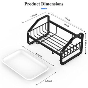 MEYONER Sink Caddy, Sponge Holder for Kitchen Sink, Sink Accessories, Dish Soap Holder Caddy for Countertop, 304 Stainless Steel with Removable Drain Pan for Sponge, Brush, Dish Soap Bottles(Black)