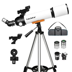telescope for kids&adults astronomy beginners, german technology az mount astronomical refracting telescope, 70mm apterure 500mm focal length（20x-150x）,with red-dot finder&phone adapter&waterproof bag